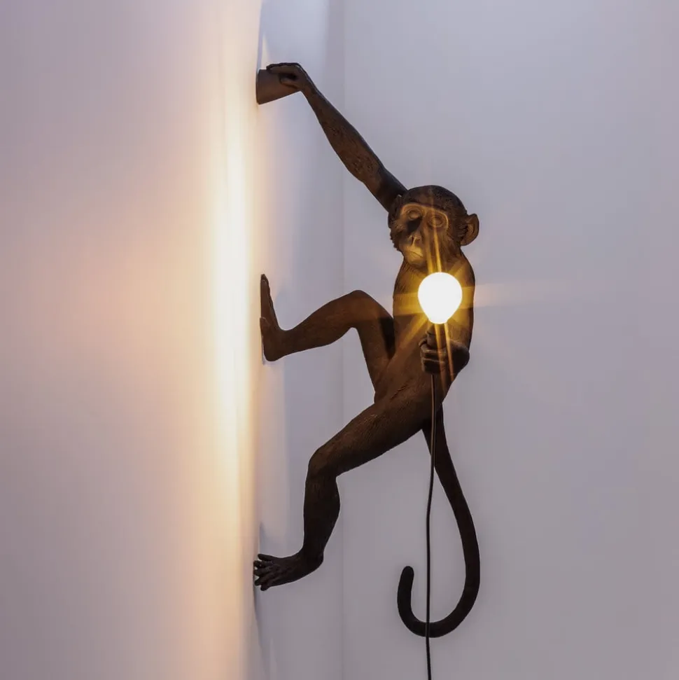 SELETTI Monkey Lamp dekorativ vegglampe høyre svart