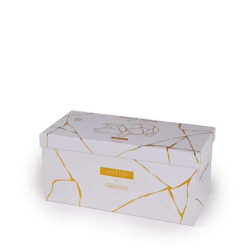 SELETTI sparegris Kintsugi, hvit / fargerik, porselen, gull