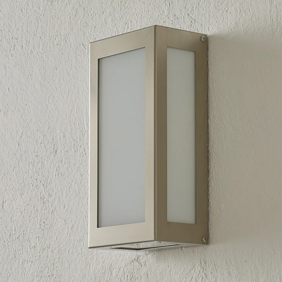 Sensor-LED-utendørs vegglampe Aqua Rain, stål