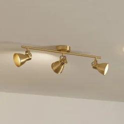 Seras takspotlight, børstet messing-gull, 3-flammig