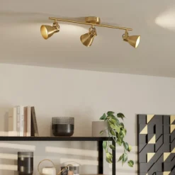 Seras takspotlight, børstet messing-gull, 3-flammig