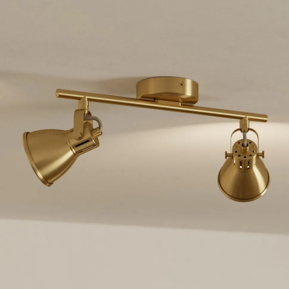 Seras takspotlight, børstet messing-gull, 2 lys