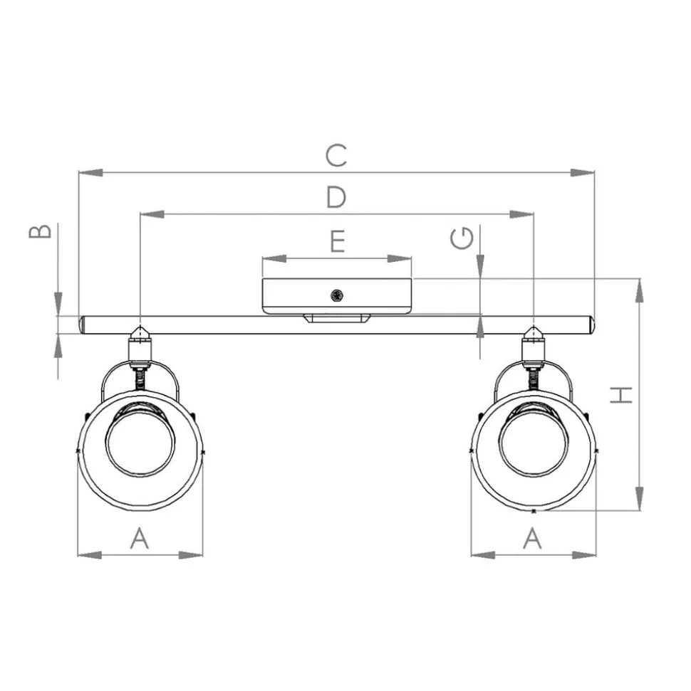 Seras takspotlight, børstet messing-gull, 2 lys