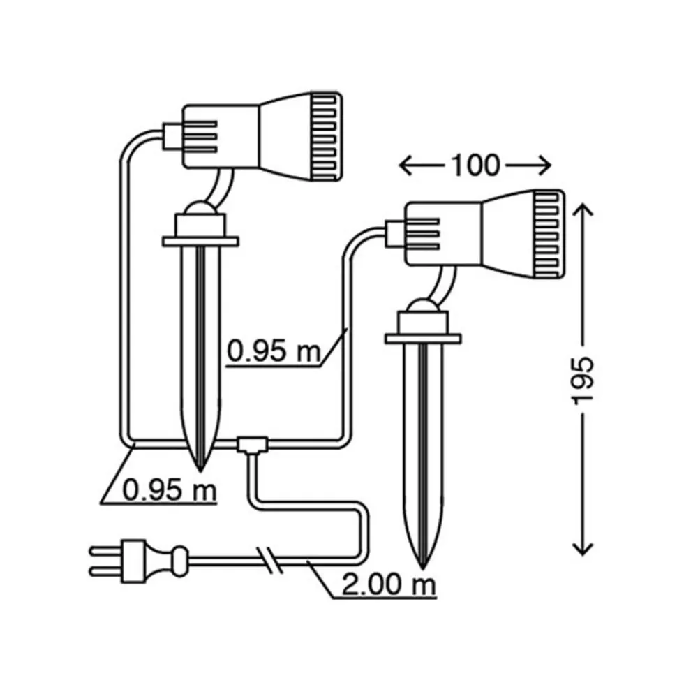 sett med 2 - LED-lampe med jordspyd Terra m. fargefilter