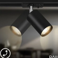 Skinnesystem RAIL 230 V svart 6 spots 2,25 m hjørnekontakt