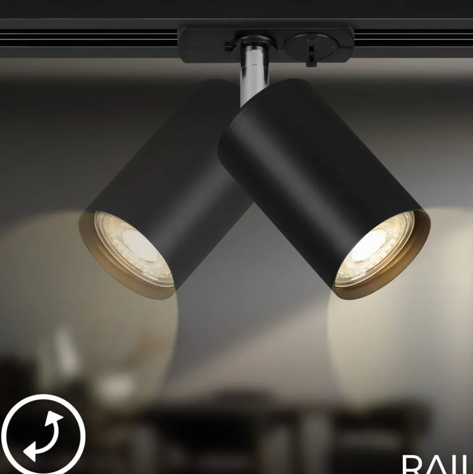 Skinnesystem RAIL 230 V svart 6 spots 2,25 m hjørnekontakt