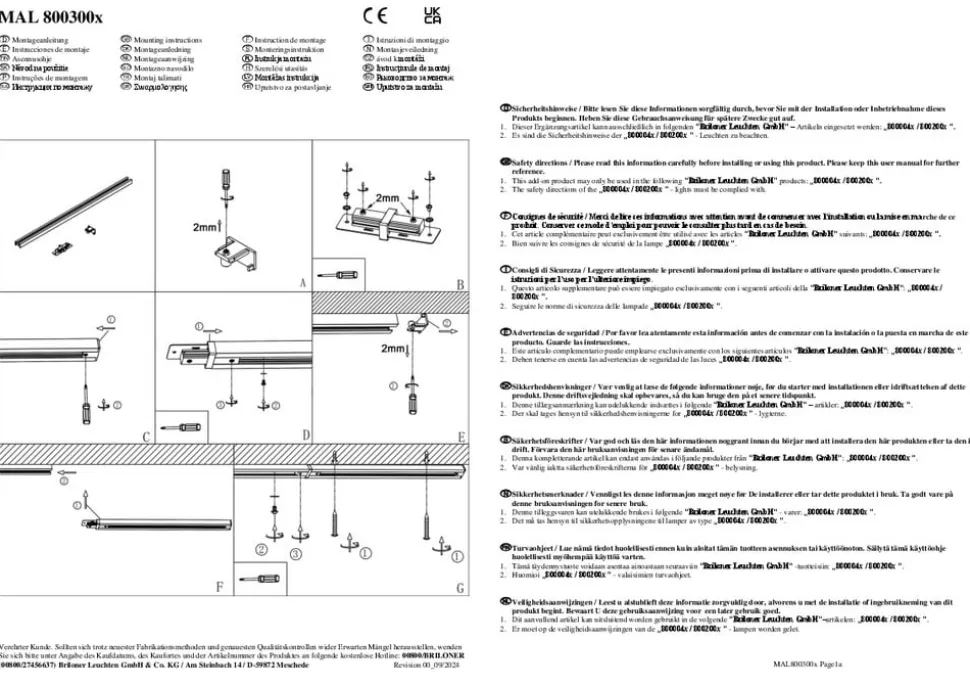 Skinnesystem RAIL 230 V svart 6 spots 2,25 m hjørnekontakt