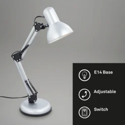 Skrivebordslampe Pixa, justerbar, E14, hvit