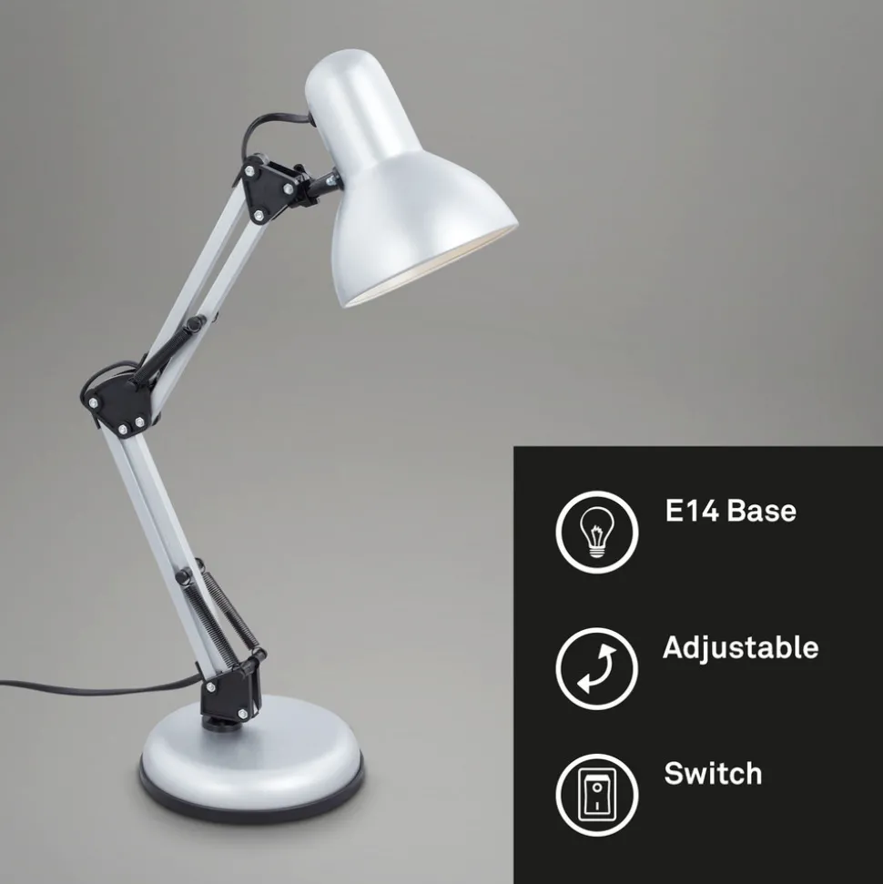 Skrivebordslampe Pixa, justerbar, E14, hvit