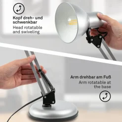 Skrivebordslampe Pixa, justerbar, E14, hvit