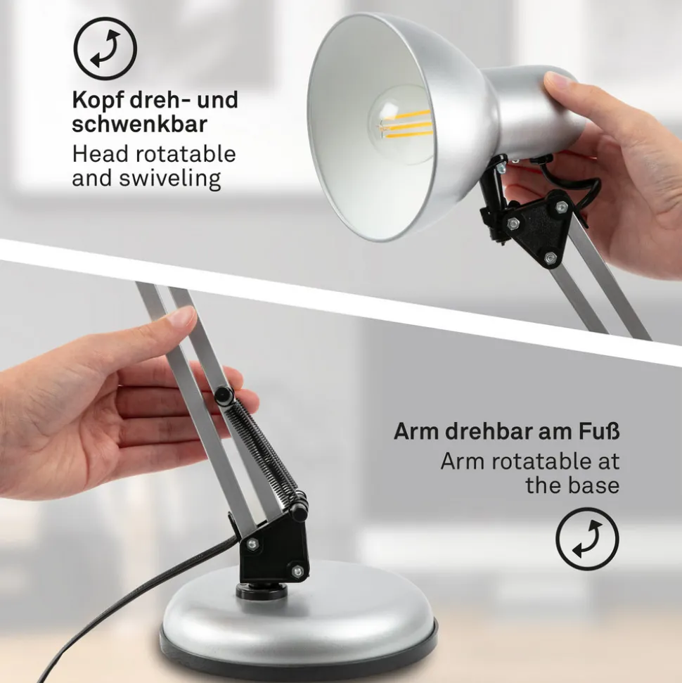 Skrivebordslampe Pixa, justerbar, E14, hvit