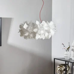 Slamp hengelampe Clizia Mama Non Mama, Ø53cm, hvit/rød