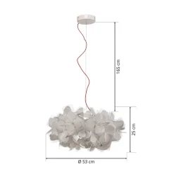 Slamp hengelampe Clizia Mama Non Mama, Ø53cm, hvit/rød