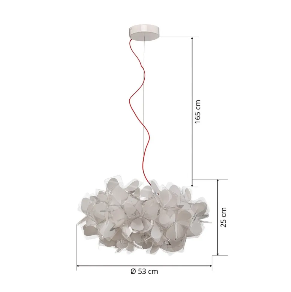 Slamp hengelampe Clizia Mama Non Mama, Ø53cm, hvit/rød
