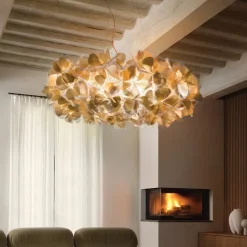 Slamp hengelampe Clizia Mama Non Mama, Ø78 cm, gull/rød