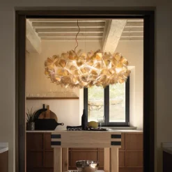 Slamp hengelampe Clizia Mama Non Mama, Ø78 cm, gull/rød