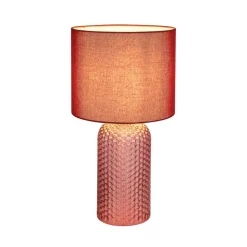 Sofia bordlampe, rød, høyde 50 cm, stoff/glass
