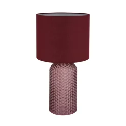 Sofia bordlampe, rød, høyde 50 cm, stoff/glass