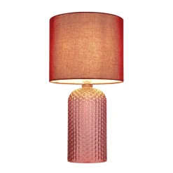 Sofia bordlampe, rød, høyde 50 cm, stoff/glass