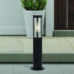 Sokkellampe, IP44, svart, høyde 45 cm, metall