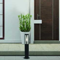 Sokkellampe, IP44, svart, høyde 45 cm, metall