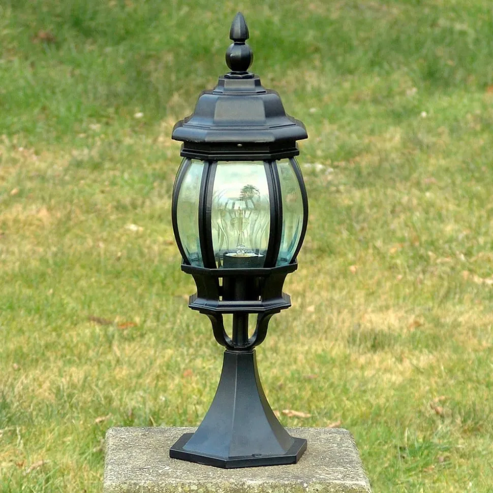 Sokkellampe Istria, svart, aluminium, glass, høyde 51 cm