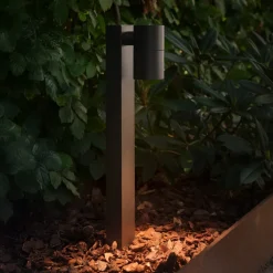 Sokkellampe Tin 50, svart, aluminium, IP44, GU10