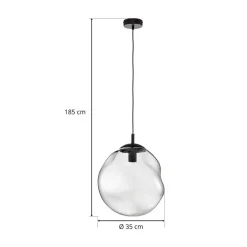 Sol pendellampe i glass, Ø 35 cm, svart/røykgrått