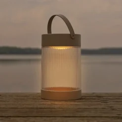 Solar bordlampe Coupar, sandfarget, plast, IP44