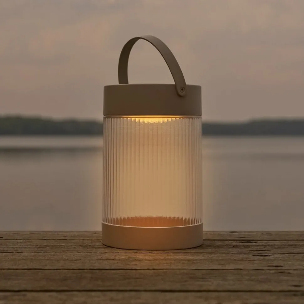 Solar bordlampe Coupar, sandfarget, plast, IP44