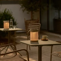 Solar bordlampe Coupar, sandfarget, plast, IP44