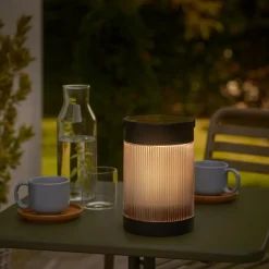 Solar bordlampe Coupar, svart, plast, IP44