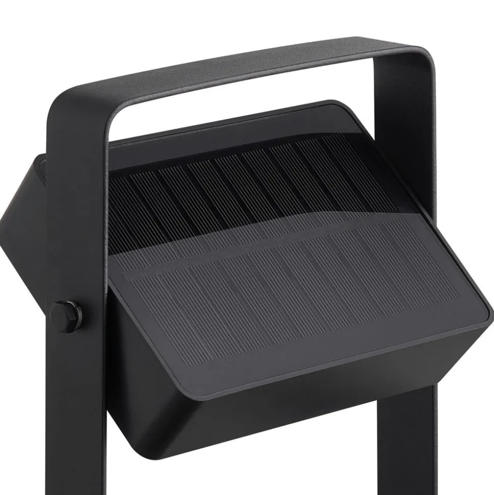 Solar-LED-gatelampe Saulio, svart, aluminium, IP44