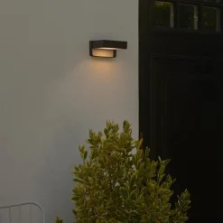 Solar-LED-utendørs vegglampe Saulio, svart, aluminium, IP44