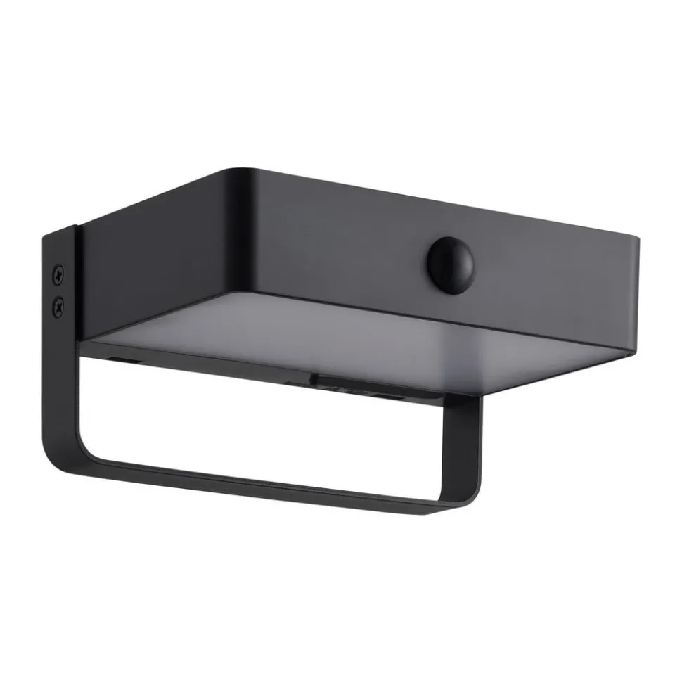 Solar-LED-utendørs vegglampe Saulio, svart, aluminium, IP44