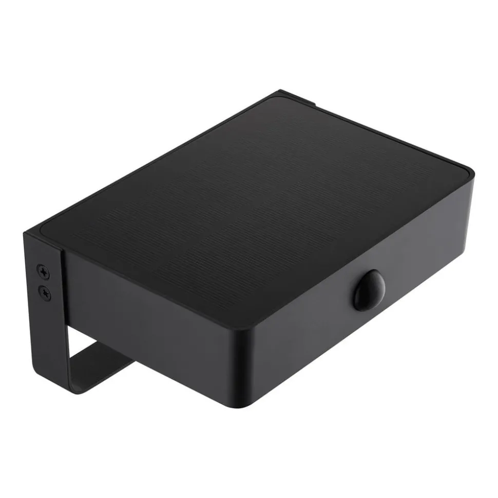 Solar-LED-utendørs vegglampe Saulio, svart, aluminium, IP44