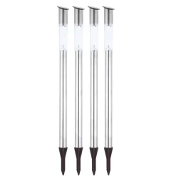 Solar-LED-veilampe jordspyd stål 4-pak