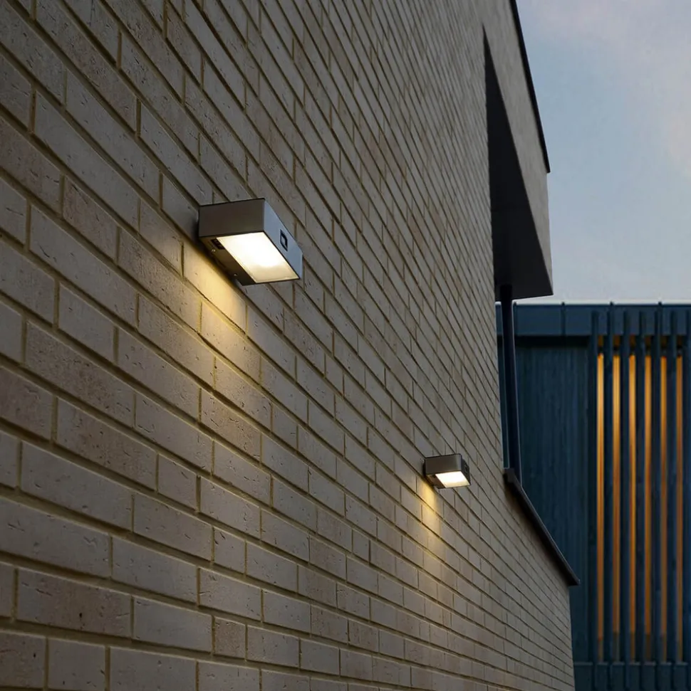 Solcelledrevet LED-sensor-utendørs vegglampe Brick