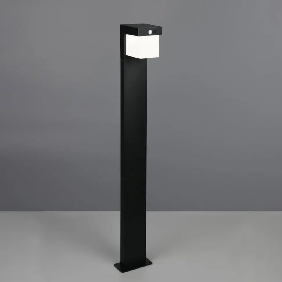 Solcelledrevet veilampe Colombo, matt svart, metall, høyde 100 cm