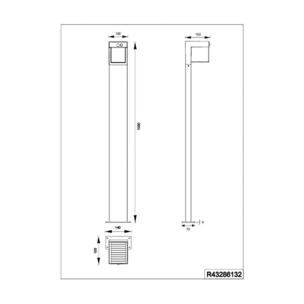 Solcelledrevet veilampe Colombo, matt svart, metall, høyde 100 cm