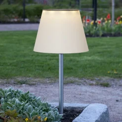 Solini LED-lampe med jordspyd, hvit/sølv, høyde 90 cm