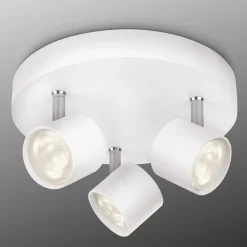Star LED taklampe med tre lyskilder, hvit, rund