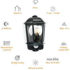 STEINEL L 190 S sensor utendørs vegglampe svart