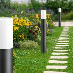 Stibelysning 1320 med opalt glass grafitt Høyde 70 cm