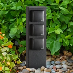 Stikkontaktsøyle, 3-veis, aluminium, stål, grafitt