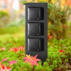 Stikkontaktsøyle, 3-veis, aluminium, stål, grafitt