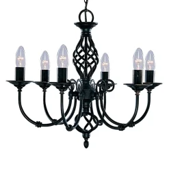 Stilfull lysekrone ZANZIBAR med 6 lys, svart