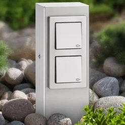 Stål stikkontakt 020, 2-foldig