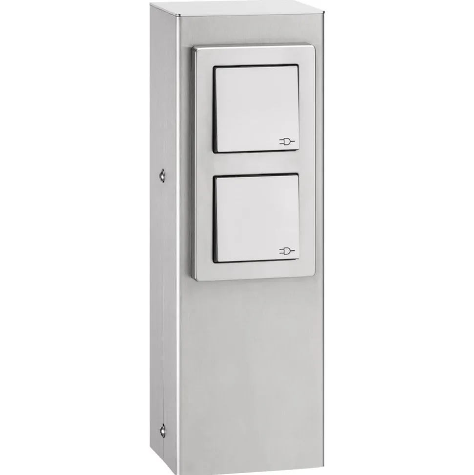 Stål stikkontakt 021, 4-foldig