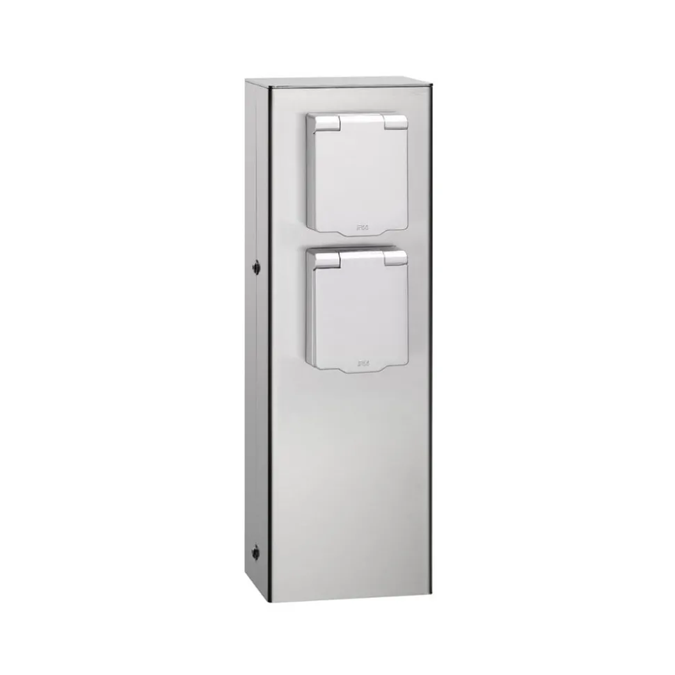 Stål stikkontakt 019, 2-foldig, stål